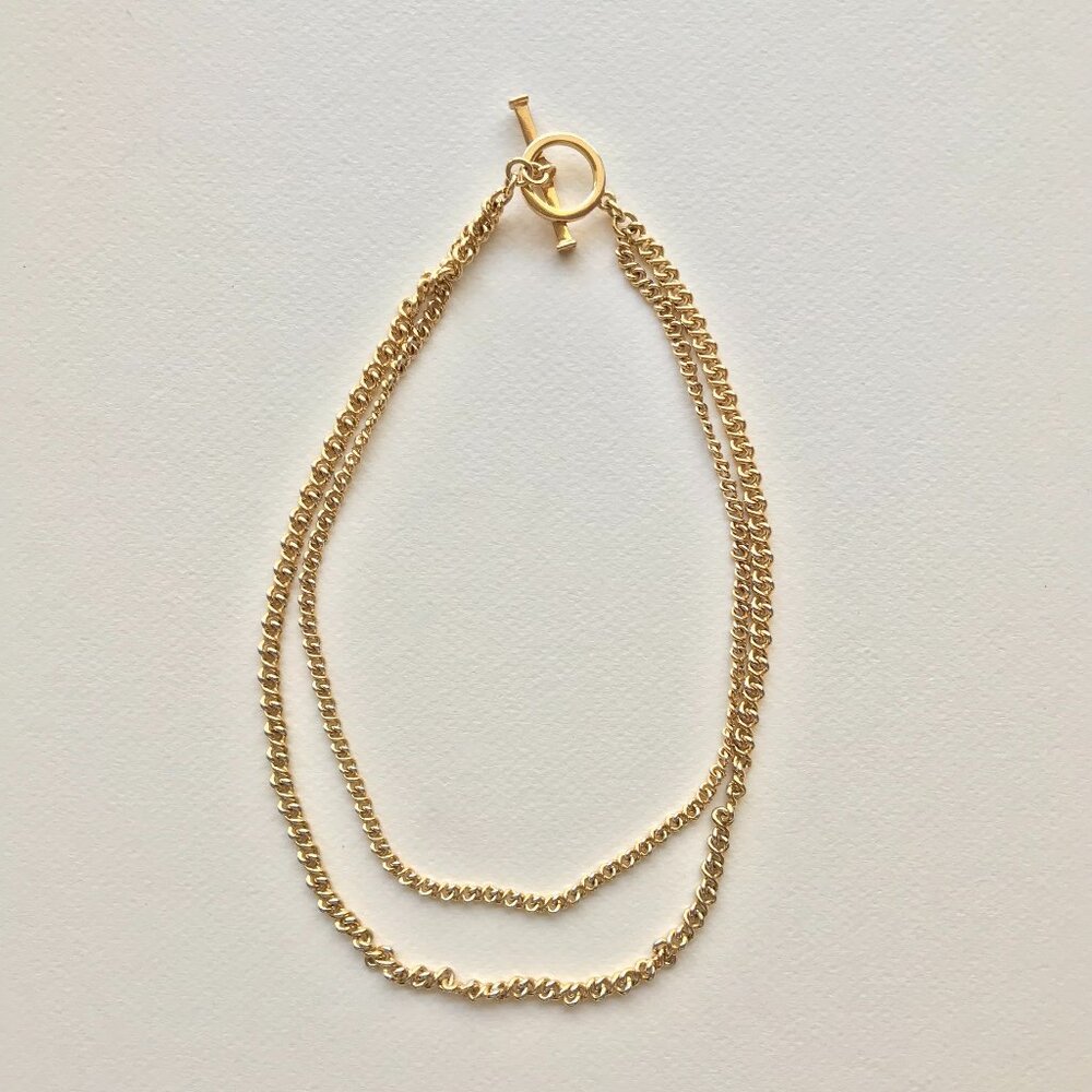 Vintage Classic Gold Tone Double Chain Necklace